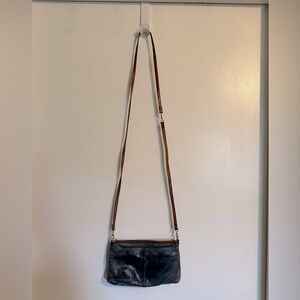 Hobo Darcy Crossbody Leather Bag, navy and brown